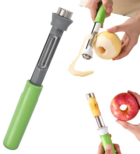 2-in-1 Corer Remover, 2025 Upgrade Apple Corer Remover with ABS Handle, Easy to Use Durable Apple Corer Remover for Pears, Bell Peppers, Fuji, Honeycrisp, Gala and Pink Lady Apples (Green)