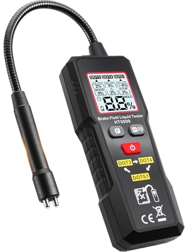 OBDKCAN Brake Fluid Tester High-Precision Brake Fluid Moisture Tester with 8.5 Gooseneck Probe Digital Brake Fluid Test Tool with Light Data Hold Backlight, Testing for DOT3, DOT4, DOT5.1
