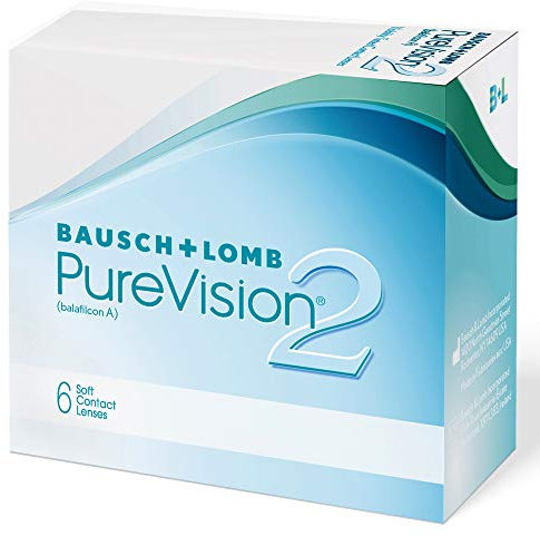Bausch + Lomb PureVision 2 Monatslinsen, sehr dünne sphärische Kontaktlinsen, weich, 6 Stück, BC 8.6 mm, DIA 14 / -4,00 Dioptrien
