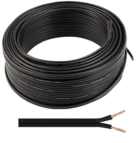 Lautsprecherkabel 50m - 2x0,5mm² - 100% CCA Kupfer ; Audiokabel - schwarz