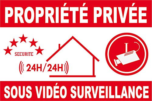 Panneau propriété privée sous vidéo Surveillance 300x200mm