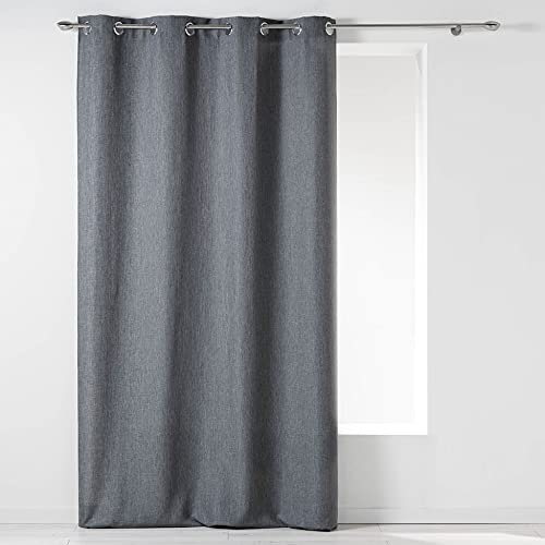 Douceur d'Intérieur, Rideau à Oeillets (140 x 260 cm) Newton Anthracite, Chambray