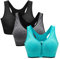 Zoerea Sports BH Damen Push Up Zip Front, 3er Pack Impact Yoga Bra, Gr.-S: Fit 70A 70B 70C 70D, Schwarz,grau und Grün
