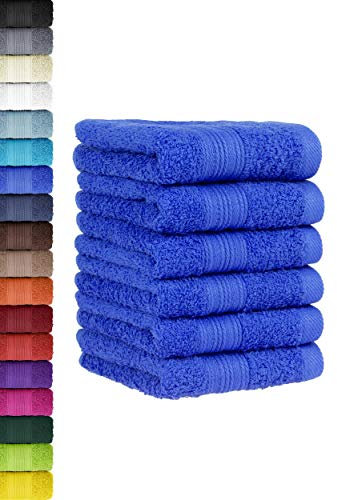 BaSaTex - 6er Pack Handtuch Set für Gäste - Handtücher mit Aufhängeschlaufe aus weicher Baumwolle in 30x50 cm - Gästetücher für die Händereinigung Öko-Tex Standard 100 Zertifiziert - Royal
