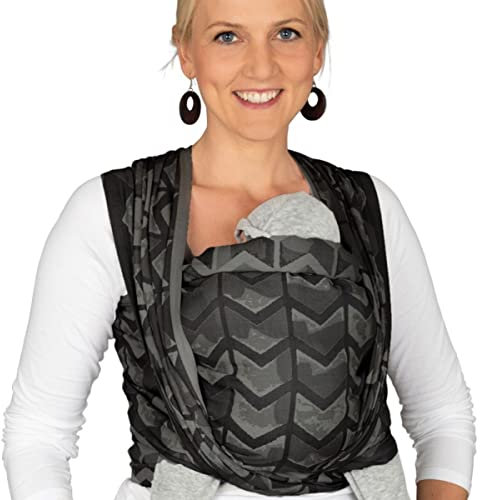 Hoppediz gewebtes Baby-Tragetuch ab Geburt, Neugeboren bis Kleinkind, 100% kbA-Baumwolle (Bio), Amsterdam black 4,60 m