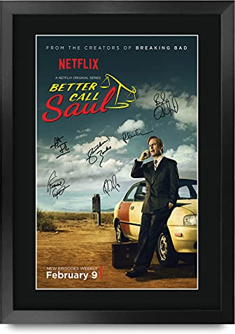 HWC Trading Better Call Saul Geschenke Gedrucktes Signiertes Autogramm Foto für Fans von Fernsehn Memorabilien - A3 Gerahmt