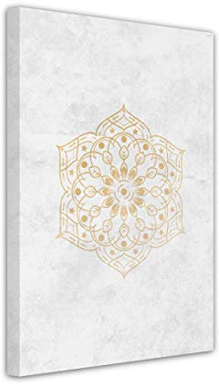 Kunstbruder Mandala bilder auf leinwand - Kunstdruck moderne Wandbilder, ruhige kunstdrucke, wanddekoration (div.Formaten und Farben) fertig zum Aufängen (30x40 cm, gold)