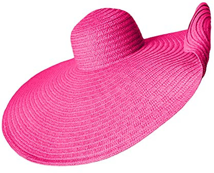 GOWEGB Women Big Beach Hats with Sunscreen Summer Wide Brim Sun Protection Straw Hat Oversized Sun Hat (A-Rose red)