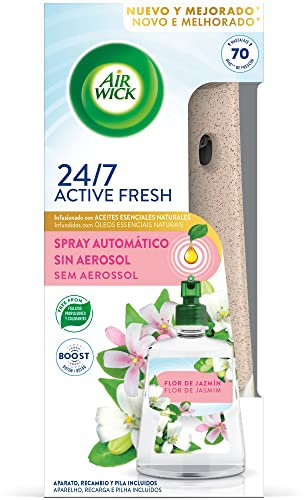 Air Wick Active Fresh Spray Automatico Sin Aerosol - Ambientador para casa con aroma a Flor de Jazmín - Aparato y recambio