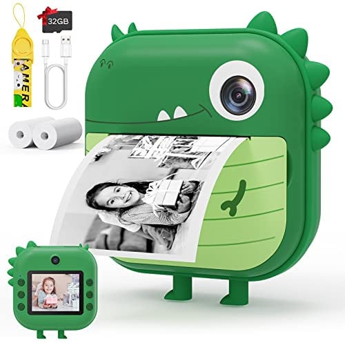 Selvim Instant Print Camera for Kids, 2.4 Inch Screen Kids Digital Camera with No Ink, 1080HD Video Selfie Camera with 32GB TF Card, Toddler Camera for Girls and Boys on Birthday Holiday