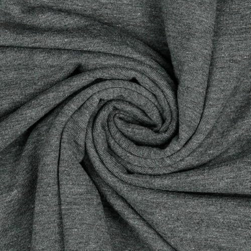 VmG-Store Jersey Stoff UNI Meterware 75 Farben zum Nähen Baumwolljersey Nähstoff Kinderstoff 150 cm breit (M055 I Grau Melange)