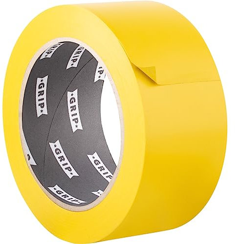 GRIP Eventbasics PVC Klebeband gelb, 50 mm x 33 m, selbstklebendes PVC Band GT 802, matt, extrem elastisch und dehnbar, hoch reißfest, wasserfest