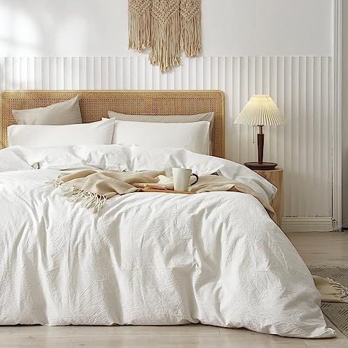 Sedefen Bettwäsche 200x220cm Baumwolle Renforce Weiß Weiss Uni Unifarben Baumwollbettwäsche Set,Doppelbett Bettbezug und 2 Kissenbezug 80x80cm,mit Reißverschluss
