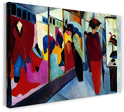 Leinwandbild (40x30cm) August Macke: Abstrakt Exposition, Leinwand auf Keilrahmen gespannt und fertig zum Aufhängen, hochwertiger Kunstdruck aus deutscher Produktion