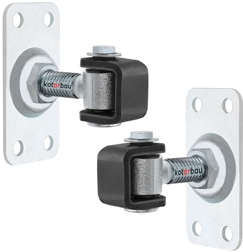KOTARBAU® Set di 2 cinghie regolabili per porte M12 da avvitare, rettangolari, 4 fori, S235JR, in acciaio galvanizzato, cerniere per porta, in argento, cerniera regolabile, cerniere per porta