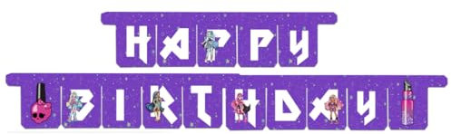 BeenSmile, Monster High Girlande, Happy Birthday Girlande, Geburtstags-Dekoration für Kinder, Party, Geburtstag und Feiern, 1 Stück