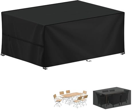 LAMUNI Housse Table de Jardin, 200x100x75cm Bâche Salon de Jardin Rectangulaire Housse Protection Salon de Jardin Imperméable Bache Table de Jardin, Anti-UV, 420D Oxford Housse Table Exterieur