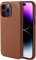 Synchro Naturleder-Schutzhülle für iPhone 15 Pro mit starken Kompatibel mit MagSafe-Magneten, genarbte Lederhülle für iPhone 15 Pro 6,1 Zoll - Braun