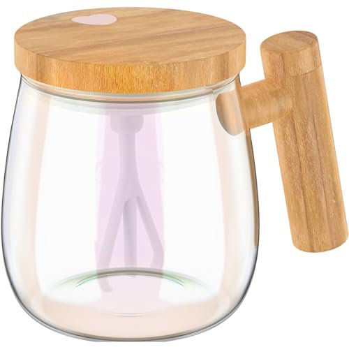 Tazza da caffè auto-mescolante, con coperchio, per miscelare automaticamente, in vetro, per mescolare elettricamente, casa, ufficio, viaggi, per caffè, latte, proteine in polvere (colori)