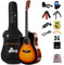 Winzz 4/4 Elektro-Akustische Gitarre, Linkshänder Westerngitarre Set Erwachsene Anfänger, Akustikgitarre 41 Zoll mit 4-Band-Equalizer (Dreadnought,Glänzend)