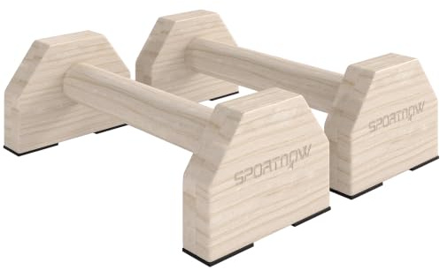 SPORTNOW Liegestützgriffe Rutschfest Push Up Griffe Holz 2er-Set Natur | Parallettes, Liegestützen, Muskeltraining, Krafttraining, Sport