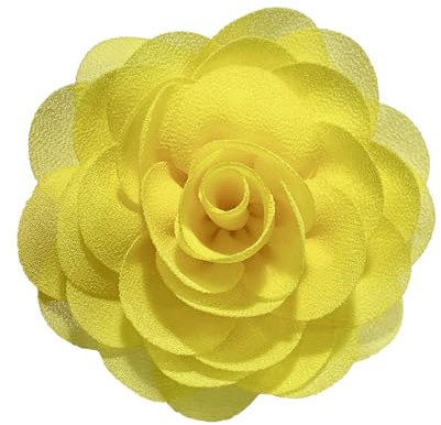 85mm Broches Délicates En Forme De Rose En Mousseline De Soie Faites à La Main En Tissu Épingles à Revers Pour Femmes Fête Banquet Robe Costume Vêtements Accessoires Bijoux Cadeaux (jaune)