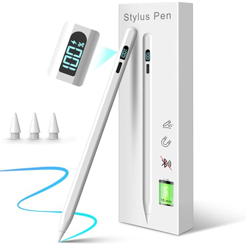 MIXOO Stylet pour écran tactile, stylet actif universel compatible avec iPad/iPhone, autres smartphones et tablettes iOS/Android, tablettes avec écran d'alimentation, blanc