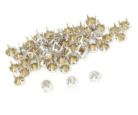 Tête de clou en strass, 50 pièces de rivets décoratifs de 7 mm, clous en strass à 4 griffes, embellissements de goujons en cristal pour la décoration artisanale du cuir (Blanc)