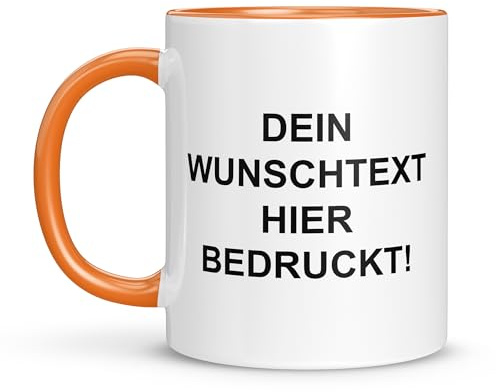 LIEBTASTISCH Personalisierte Tasse – Tasse mit Namen – Spülmaschinen- & Mikrowellengeeignet – In Deutschland bedruckt – 330 ml – Tasse personalisiert & beidseitig bedruckt – Tasse bedrucken (Orange)
