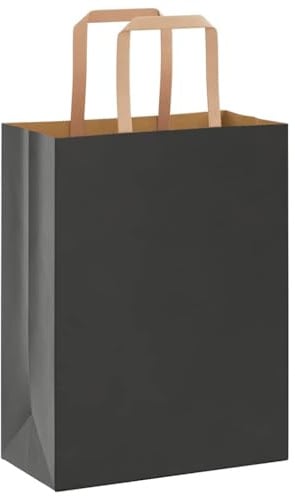 vidaXL Papiertragetaschen 250 Stk. mit Henkeln Schwarz 21x11x28 cm