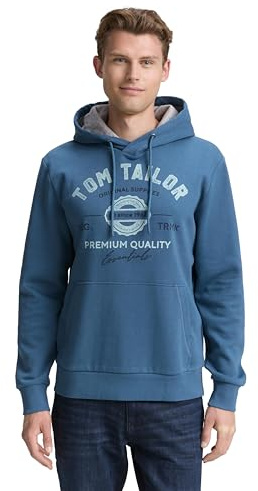 Tom Tailor Herren Hoodie Sweatshirt mit Logo-Print