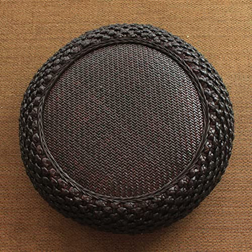 Cojín de hierba natural para meditación, cojín redondo grueso para postración y meditación, cojín tatami (color 02, 40 x 12 cm)