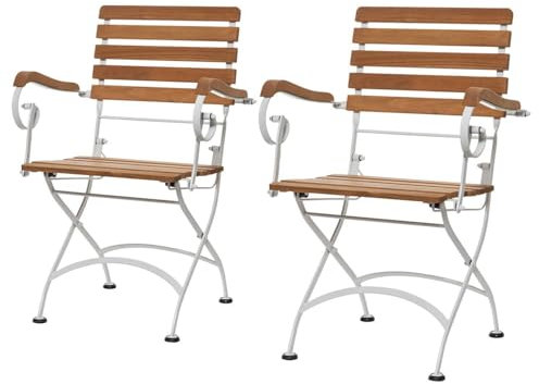 BUTLERS 2er Set Gartenstuhl klappbar B 56 x T 55 x H 89 cm Akazienholz Eisen -PARKLIFE- Sitzgelegenheit für Garten & Balkon | Klappstuhl für Terrasse & Esszimmer