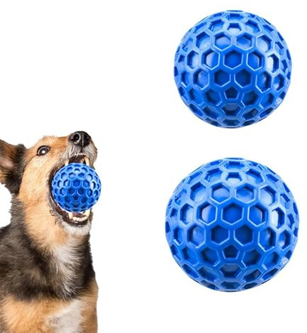 Neuytiky 2 Stück Hundeball,Hundespielzeug Ball, Unzerstörbar Hundespielzeug Ball aus Naturkautschuk, Quietschend Interaktives Kauspielzeug,Squeaky Dog Balls,Ø 5.5cm und 6.5cm