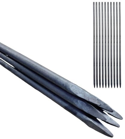 10 x Schnureisen Ø 16mm x 80cm – Kurze Schnurnägel aus Baustahl mit geschmiedeter Spitze | Für Bau, Wege- & Gartenbau