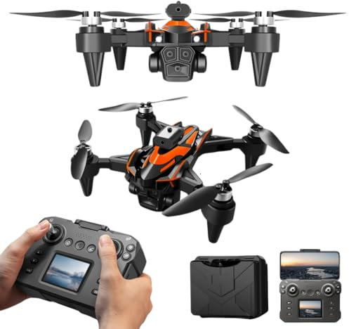 Drone Triple caméra 4K avec Télécommande FPV Écran Intégré, Évitement d’Obstacles, Moteurs Brushless, Drone Intelligent, Vol +/- 30 min, Mode Selfie