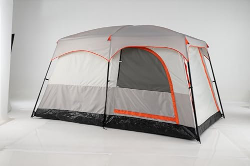 COSTWAY Zelt für 4-6 Personen, Campingzelt mit Vorzelt und 2-Raum-Trennwand, großes Tunnelzelt mit eingenähtem Zeltboden, wasserdicht, Familienzelt mit Tragetasche für Camping (Hellgrau)