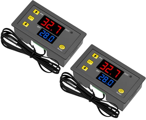 AYWHP 2PCS W3230 DC 12V Régulateur de température numérique, interrupteur de contrôle thermostat affichage LED 20 A avec sonde capteurs NTC 10K, plage de -50 ℃ à 110 ℃
