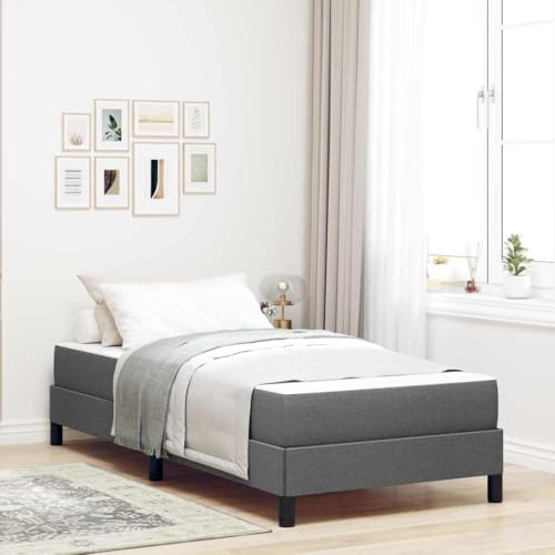 Amorsee Boxspringbett 100 x 200 cm - Bett mit Matratze - Polsterbett 100 x 200 cm mit Matratze - Bett mit Matratze und Lattenrost Einzelbett Jugendbett Dunkelgrau Type-2
