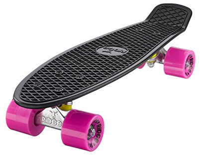 Ridge Skateboard Mini Cruiser, schwarz-rosa, 22 Zoll