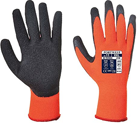 Portwest Guante Thermal Grip, Tamaño: XXL, Color: Naranja/Negro, A140ORBXXL