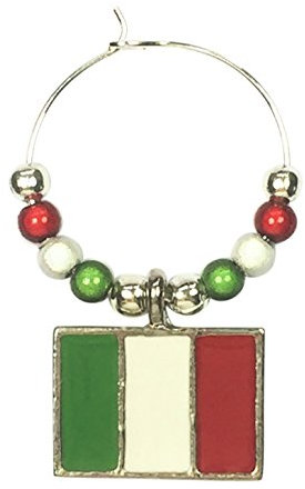 Libby's Market Place Italy Flag, Italian Flag il Tricolore Wine Glass Charm on a Gift Card
