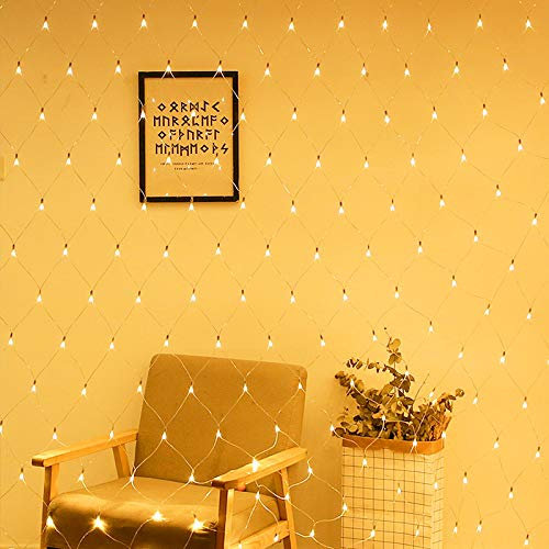 Froadp 3x2m LED Lichternetz Außen Weihnachten Lichterketten Vorhang mit EU Stecker Weihnachtsdeko Lampenkette mit 8 Leuchtmodi & Speicherfunktion Stimmung Lichter IP44 für Hochzeit Party (Warmweiß)