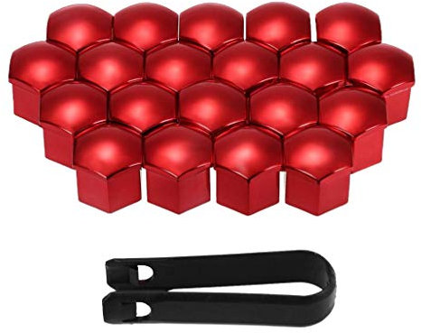 freneci 20pcs 17mm Universal Radmutter Kappe Radschrauben Radmuttern Schrauben Abdeckungen mit Entfernung Werkzeug Set - rot