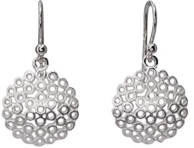 SILBERMOOS Damen Ohrhänger Kreise Ornamente Filigran matt 925 Sterling Silber Ohrringe