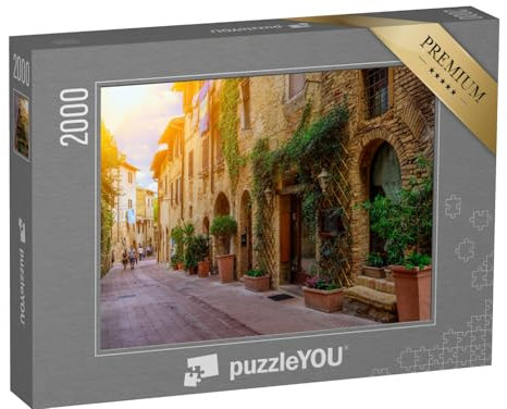 puzzleYOU: Puzzle 2000 Teile „Alte Straße in San Gimignano, Toskana, Italien“