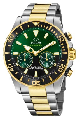 JAGUAR Hybrid Smartwatch Herren Edelstahl 316L - 20 ATM, Analog, Musiksteuerung, Schrittzähler, Anrufbenachrichtigungen - J889/5