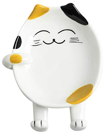 Luxshiny Spoon Rest Ceramic Cat Cooking Spoon and Pot Lid Holder Multi-Functional Chopsticks Spoon Holder Cooking Utensil Rest for Kitchen Counter and Stove Top