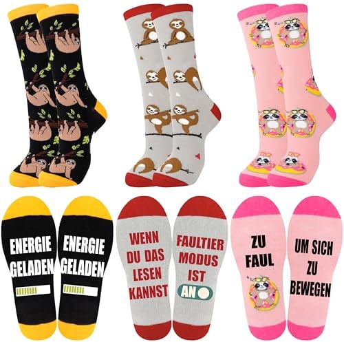 Belloxis Faultier Socken Faultier Geschenk Socken Damen 39 – 42 Lustige Bunt Witzige Baumwollsocken Faultier Deko Geschenke für Frauen
