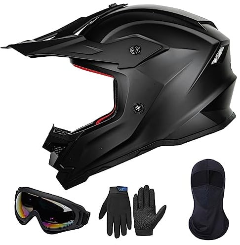 ILM Fullface MTB Motocross Helm Kinder Motorradhelm Downhill Motorrad Helme Dirt Bike Full Face Mountainbike Quad Enduro Crosshelm mit Brille Maske Handschuhe ECE22.06 Modell Z705